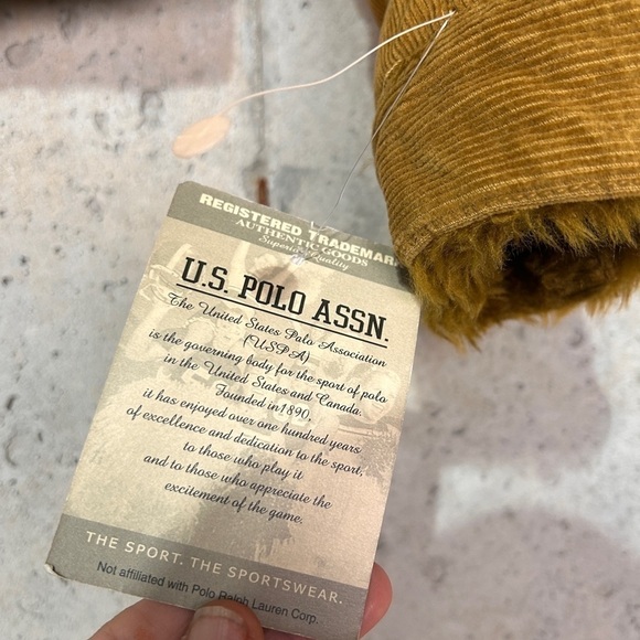 Y2k us polo assn. camel tan corduroy shearling zip up jacket medium nwt - Picture 8 of 9